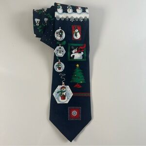 Yule Tie Greetings for Hallmark Festive Snowman and Christmas Tree Tie